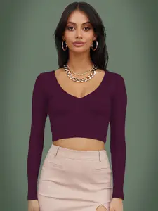 Dream Beauty Fashion Women V-Neck Fitted Crop Top