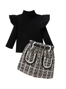 Xsole Girls Abstract Printed Top with Skirt