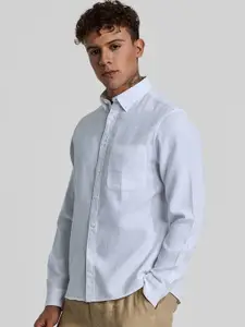 Snitch Men Smart Fit Button-Down Collar Textured Cotton Casual Shirt