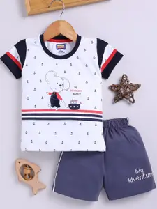 Nottie Planet Boys Printed Round Neck Pure Cotton T-shirt with Shorts