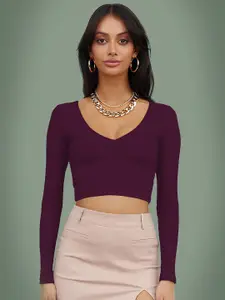 Dream Beauty Fashion Women V-Neck Crop Fitted Top