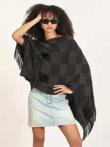 SHOWOFF Women Checked Poncho