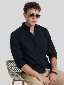 Snitch Men Smart Slim Fit Button-Down Collar Solid Cotton Casual Shirt