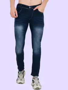 LINARIA Men Classic Slim Fit Mid-Rise Heavy Fade Dark Shade Jeans