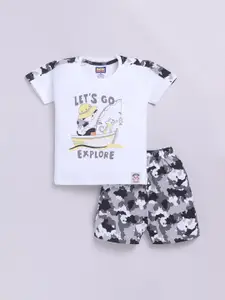 Nottie Planet Boys Printed Round Neck Pure Cotton T-Shirt With Shorts