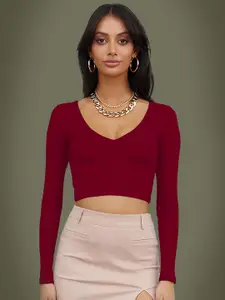 Dream Beauty Fashion Women V-Neck Fitted Crop Top