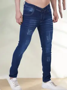 LINARIA Men Classic Low-Rise Slim Fit Low Distress Light Fade Jeans