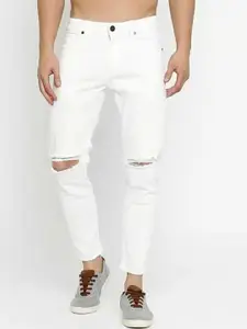 LINARIA Men Classic Mid-Rise Slash Knee Slim Fit Jeans