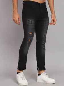 LINARIA Men Classic Low-Rise Tapered Fit Mildly Distressed Jeans