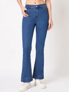 Kraus Jeans Women Flared High-Rise Light Fade Jeans