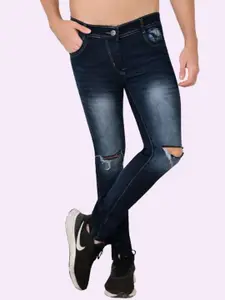 LINARIA Men Classic Slim Fit Slash Knee Heavy Fade Jeans