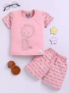 Nottie Planet Boys Printed Round Neck Pure Cotton T-shirt with Shorts