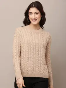 NoBarr Women Cable Knit Self Design Pullover
