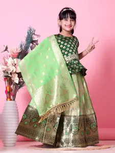 BAESD Girls Zari Ready to Wear Lehenga & Blouse With Dupatta