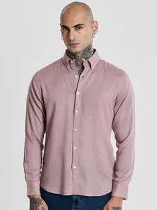 Snitch Men Smart Slim Fit Button-Down Collar Solid Casual Shirt