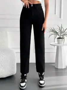 Metronaut Women Mid Rise Straight Fit No Fade Clean Look Comfort Stretchable Jeans