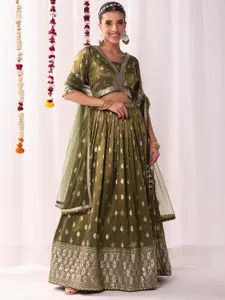 Chhabra 555 Floral Woven Design Notch Neck Banarasi Organza Lehenga Choli With Dupatta