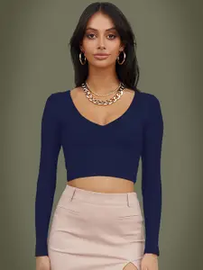 Dream Beauty Fashion Women V-Neck Fitted Crop Top