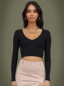 Dream Beauty Fashion Women V-Neck Fitted Crop Top