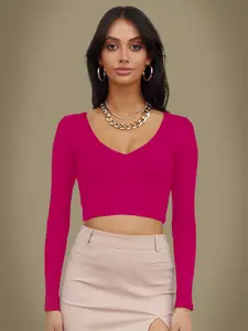 Dream Beauty Fashion Women V-Neck Fitted Crop Top