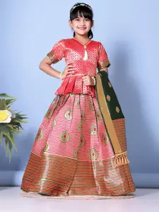 BAESD Girls Zari Ready to Wear Lehenga & Blouse With Dupatta