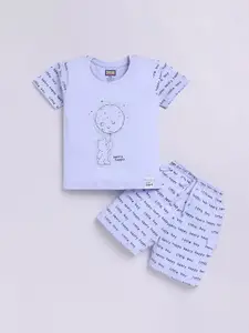 Nottie Planet Boys Printed Round Neck Pure Cotton T-Shirt With Shorts