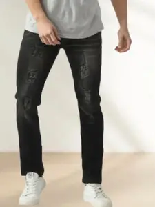 LINARIA Men Classic Slim Fit Mildly Distressed Heavy Fade Jeans