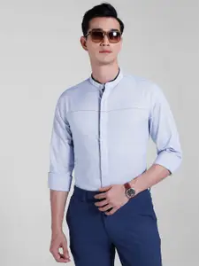 INVICTUS Pure Cotton Self Design Textured Slim Fit Opaque Formal Shirt