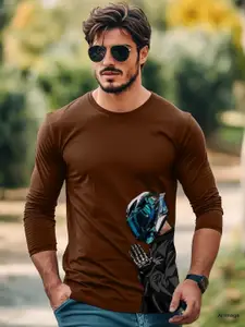 Moda Rapido Men Slim Fit Graphic Printed Round Neck Cotton T-shirt