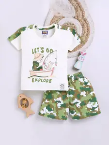 Nottie Planet Boys Printed Round Neck Pure Cotton T-Shirt With Shorts