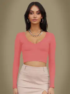 Dream Beauty Fashion Women V-Neck Fitted Crop Top