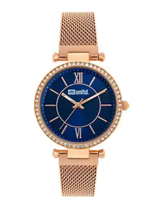 unltd. Women Brass Dial & Stainless Steel Bracelet Style Straps Analogue Watch UNL090004