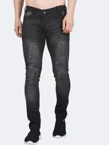 LINARIA Men Classic Slim Fit Mildly Distressed Heavy Fade Mid-Rise Jeans