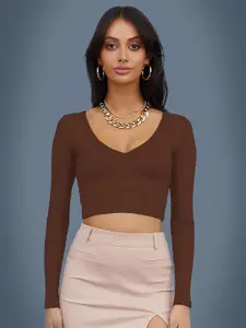 Dream Beauty Fashion Solid V-Neck Crop Top