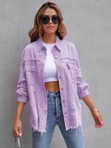 The Roadster Lifestyle Co. Women Oversized Fit Spread Collar Solid Cotton Casual Shirt