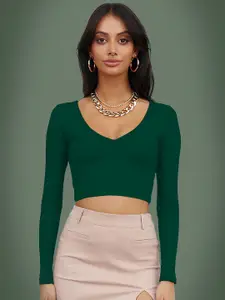 Dream Beauty Fashion Women V-Neck Crop Fitted Top