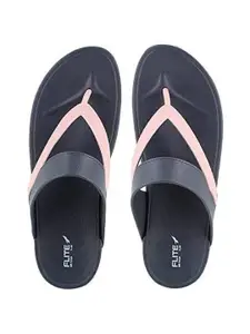 FLITE Women Colourblocked Rubber T-Strap Flip Flops