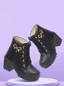 GNX Girls Embellished Fashion Mid-Top Lace-Ups Regular Boots