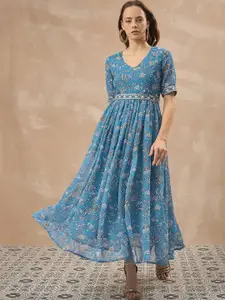 all about you Women Floral Print Fit & Flare Maxi Dress