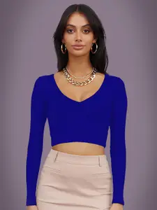 Dream Beauty Fashion Women V-Neck Fitted Crop Top