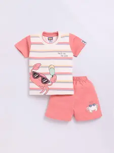 Nottie Planet Boys Printed Round Neck Pure Cotton T-Shirt With Shorts