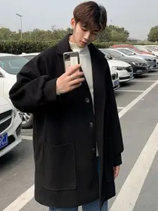 StyleCast Men Collarless Solid Casual Open Front Jacket