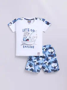 Nottie Planet Boys Printed Round Neck Pure Cotton T-shirt with Shorts