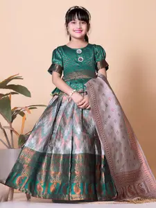 BAESD Girls Mirror Work Ready to Wear Lehenga & Blouse With Dupatta