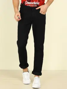 LINARIA Men Cotton Classic Slim Fit Mid-Rise Low Distress Jeans