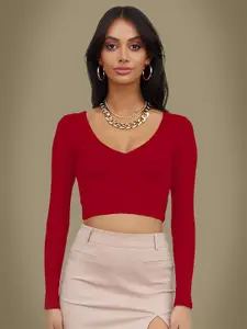 Dream Beauty Fashion Women V-Neck Fitted Crop Top