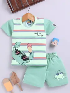 Nottie Planet Boys Printed Round Neck Pure Cotton T-Shirt With Shorts