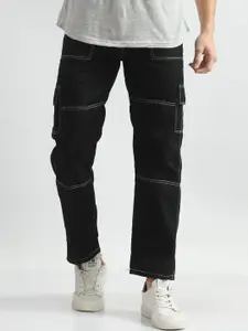 LINARIA Men Classic Slim Fit Mid-Rise Cotton Cargo Jeans