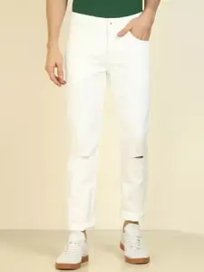 LINARIA Men Classic Slim Fit Slash Knee Mid-Rise Jeans