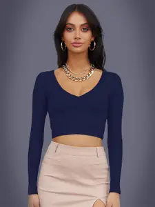 Dream Beauty Fashion Women V-Neck Fitted Crop Top